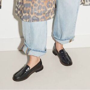 Freda Salvador - Elba Penny Loafers in Black Spazzolato